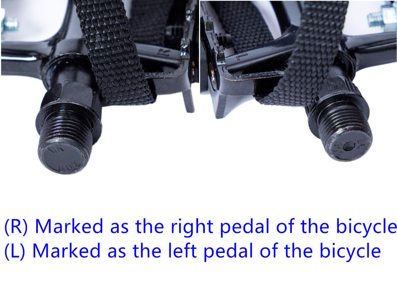 [Australia - AusPower] - YBEKI Bike Pedals with Clips and Straps, for Exercise Bike, Spin Bike and Outdoor Bicycles, 9/16-Inch Spindle Resin/Alloy Bicycle Pedals, Half Year Warranty black 
