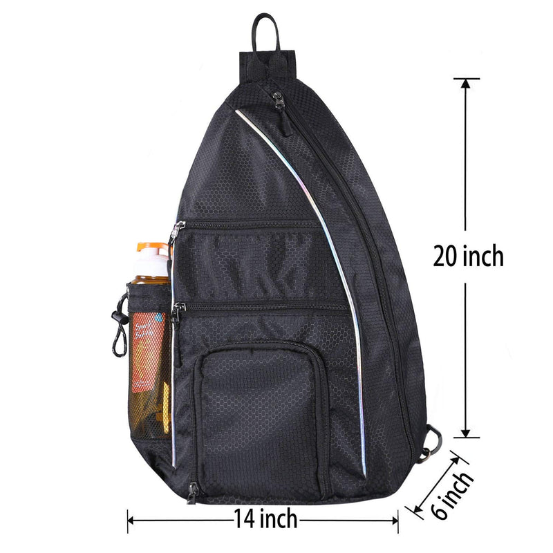 [Australia - AusPower] - LLYWCM Pickleball Bag | Sling Bags - Reversible Crossbody Sling Backpack for Pickleball Paddle, Tennis, Pickleball Racket and Travel for Women Men Black 