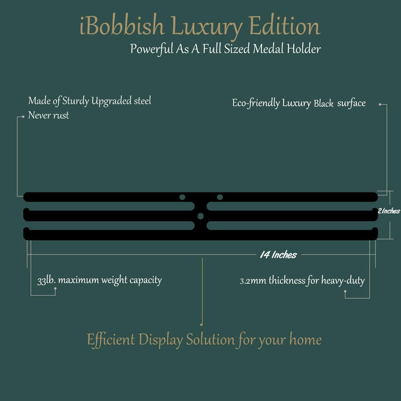 [Australia - AusPower] - iBobbish Sports Marathon Medal Display Hanger Holder Racks Frame in matt Black Surface Wall Mount Over 40 Medals Upgraded 3 Lines with 3 Screws Easy to Install Easy to use 