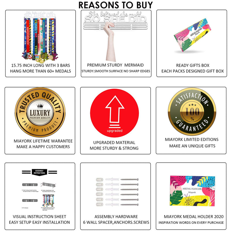 [Australia - AusPower] - Miayork 2022UPGRADE Medal Holder Display Hanger Rack Medals-Medal Holder Wall Mount Easy to Install Race Runner Medal Frame 15.75" Luxury Brushed 