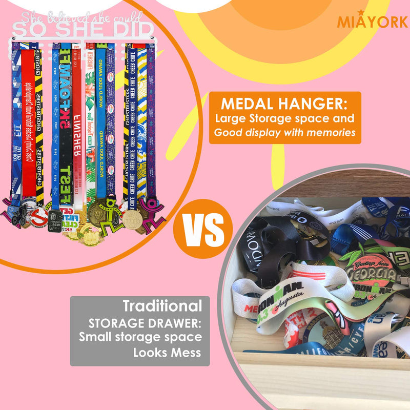 [Australia - AusPower] - Miayork 2022UPGRADE Medal Holder Display Hanger Rack Medals-Medal Holder Wall Mount Easy to Install Race Runner Medal Frame 15.75" Luxury Brushed 