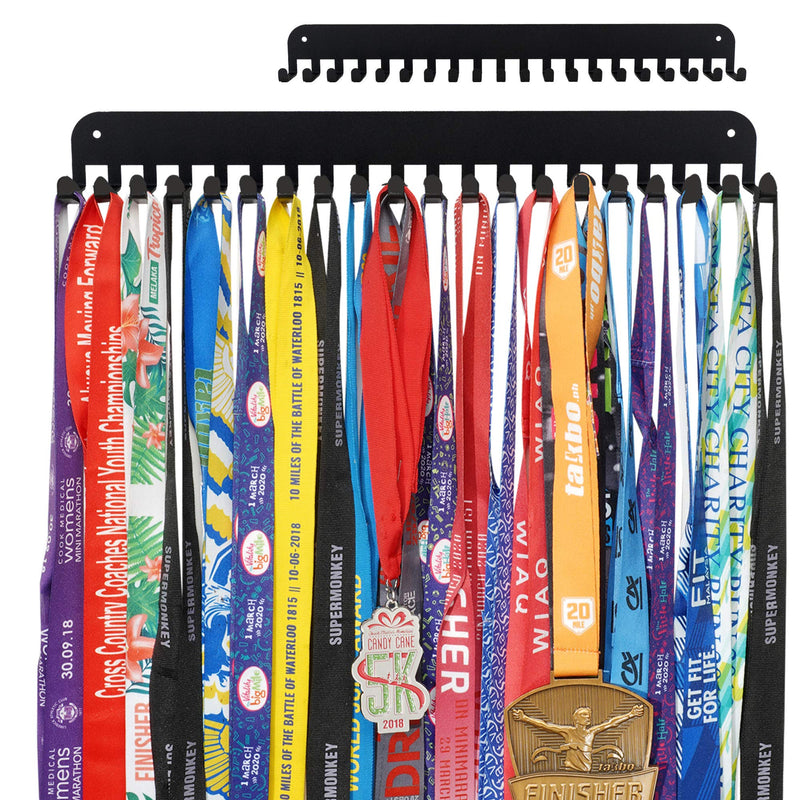 [Australia - AusPower] - Miayork Medal Holder Display Hanger Rack Frame - Sturdy Wall Mount Medals Easy to Install-20PCS Hooks Black 
