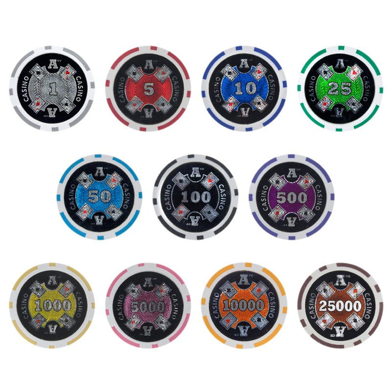 [Australia - AusPower] - Brybelly Ace Casino Poker Chip Heavyweight 14-Gram Clay Composite – Pack of 50 $1000 Yellow 