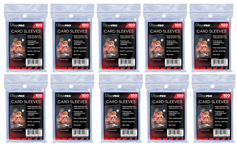 [Australia - AusPower] - 10 (Ten) Pack Lot of 100 Soft Sleeves / Penny Sleeve for Baseball Cards & Other Sports Cards (Packaging May Vary) 1 Pack 