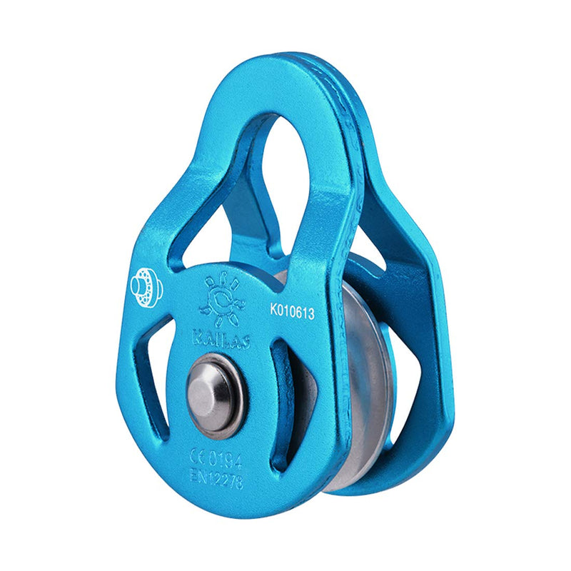 [Australia - AusPower] - KAILAS Mobile Micro Climbing Rescue Pulley CE UIAA Certified Single/Double Pulley Rope 28kN Small Lightweight Heavy Duty Aluminum Steel Blue Single Pulley 