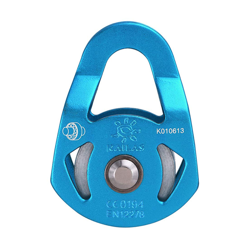 [Australia - AusPower] - KAILAS Mobile Micro Climbing Rescue Pulley CE UIAA Certified Single/Double Pulley Rope 28kN Small Lightweight Heavy Duty Aluminum Steel Blue Single Pulley 