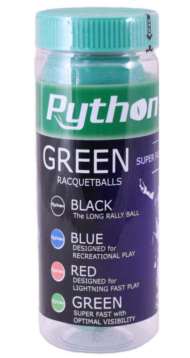 [Australia - AusPower] - Python 3-Ball Can (Green) Racquetballs (Super Fast w/Optimal Visibility) 1 