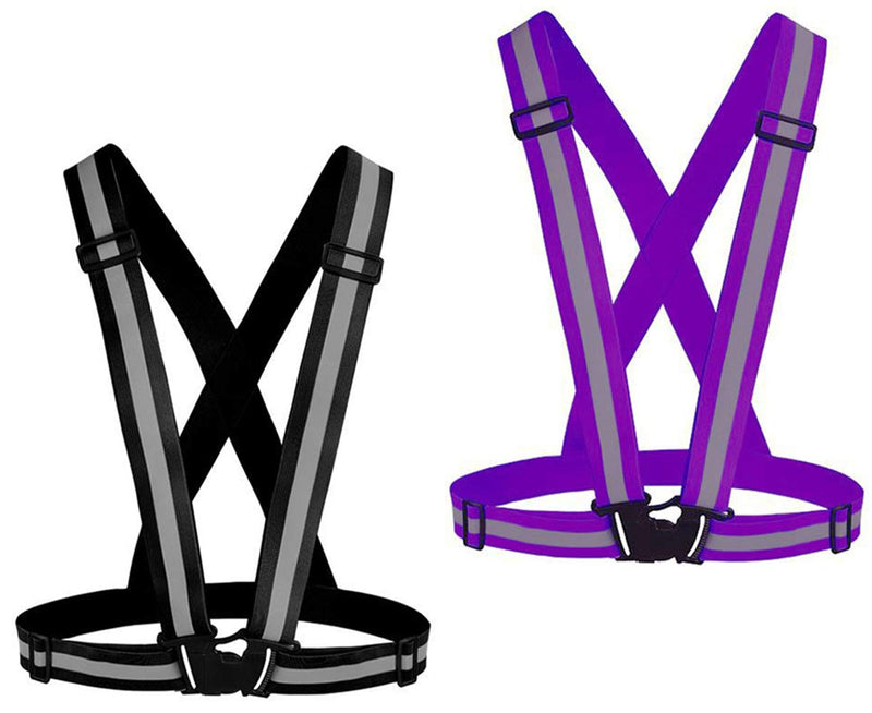 [Australia - AusPower] - Chiwo Reflective Vest Running Gear 2Pack, High Visibility Adjustable Safety Ves for Night Cycling,Hiking, Jogging,Dog Walking Blank Purple 