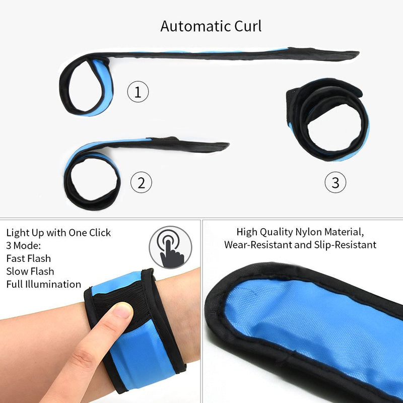[Australia - AusPower] - esonstyle Pack of 6 LED Light Up Band Slap Bracelets Night Safety Wrist Band for Cycling Walking Running Concert Camping Outdoor Sports 