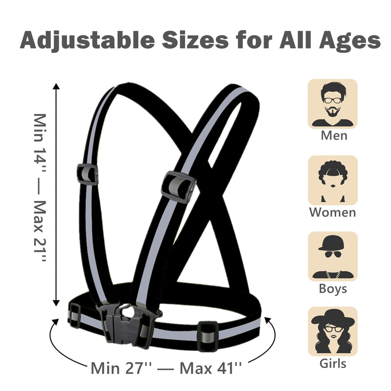 [Australia - AusPower] - Nothers Reflective Vest 2 Pack, High Visibility Reflective Running Gear Safety Vest Straps for Men Women Kids for Night Walking Cycling, Black 