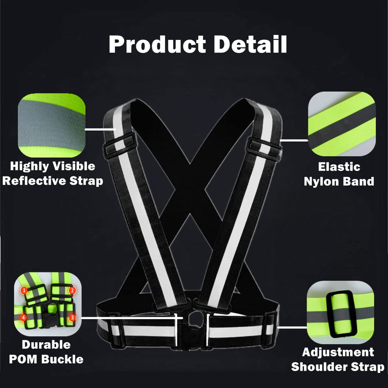 [Australia - AusPower] - Nothers Reflective Vest 2 Pack, High Visibility Reflective Running Gear Safety Vest Straps for Men Women Kids for Night Walking Cycling, Black 