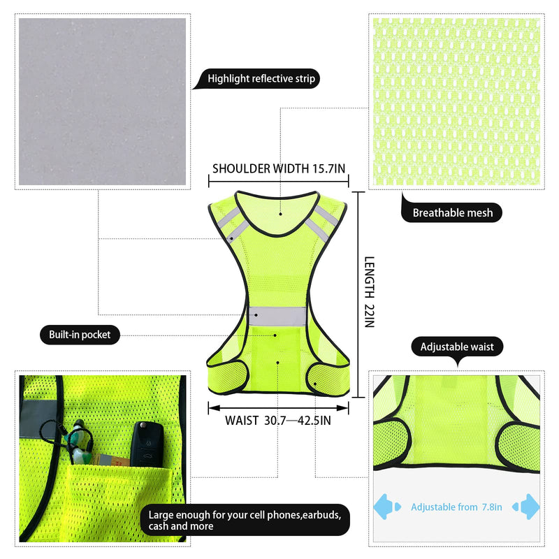 [Australia - AusPower] - TCCFCCT Reflective Safety Running Vest for Men Women Running Gear for Walking at Night 2Pack Yellow 