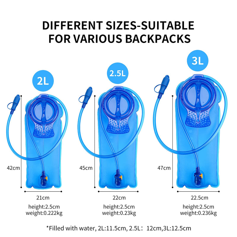 [Australia - AusPower] - BQA Hydration Water Bladder Reservoir for Hiking Biking Climbing Cycling Running, Large Opening Blue 2L 