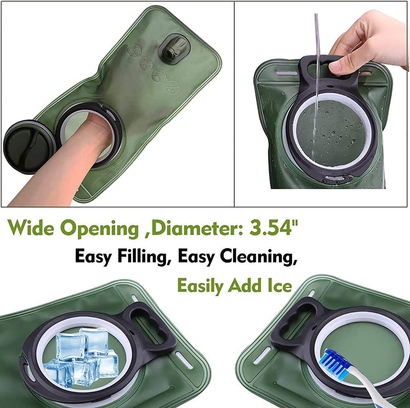 [Australia - AusPower] - CHERAINTI Hydration Bladder 2 Liter Water Reservoir, Water Storage Bladder Bag, Hydration Pack Replacement, for Hiking Biking Climbing Cycling Running, Large Opening, Green 