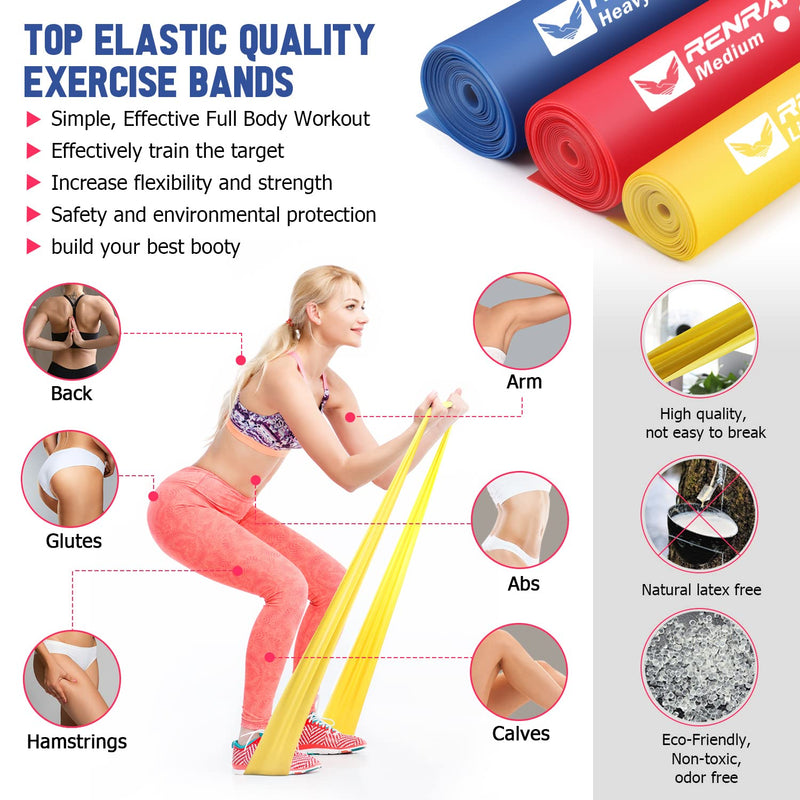 [Australia - AusPower] - RENRANRING Resistance Bands Set - Exercise Bands for Physical Therapy, Yoga, Pilates, Rehab and Home Workout, Non-Latex Elastic Bands (Set 3) (Yellow,Red,Blue, 4.9FT) 