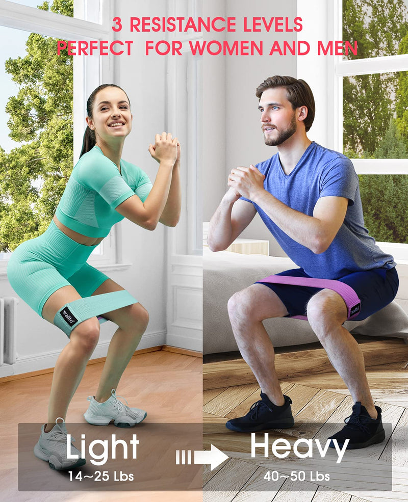 [Australia - AusPower] - WALITO Resistance Bands for Legs and Butt, Fabric Exercise Loop Bands Yoga, Pilates, Rehab, Fitness and Home Workout, Strength Bands for Booty Green, Pink, Purple 