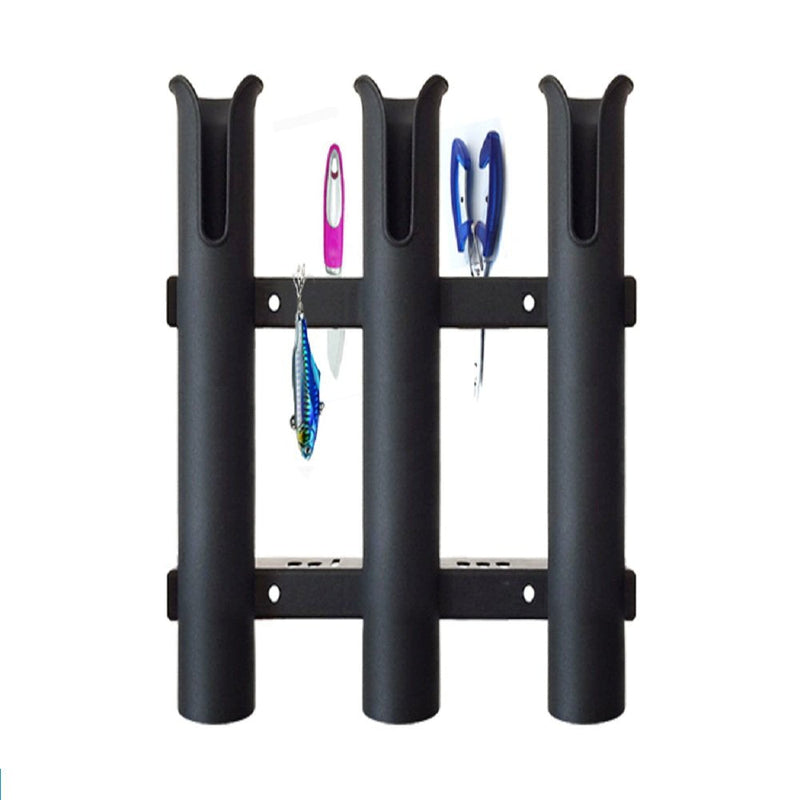 [Australia - AusPower] - Kglobal Fishing Rod Holder Bracket, Tube 3 Rod Rack, Fishing Rod for Boat Kayak Garage Storage or Truck with Screws Side-Mount Black 