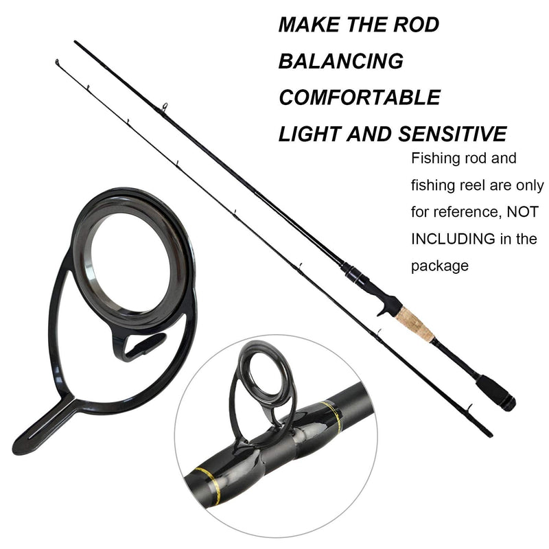 [Australia - AusPower] - THKFISH Fishing Rod Guides Fishing Rod Repair Kit Baitcasting Rod Guides Ceramics Stainless Steel Carbon Guide Repair Black/Burnished Silver 60pcs/75pcs A-75pcs Black- Frame 