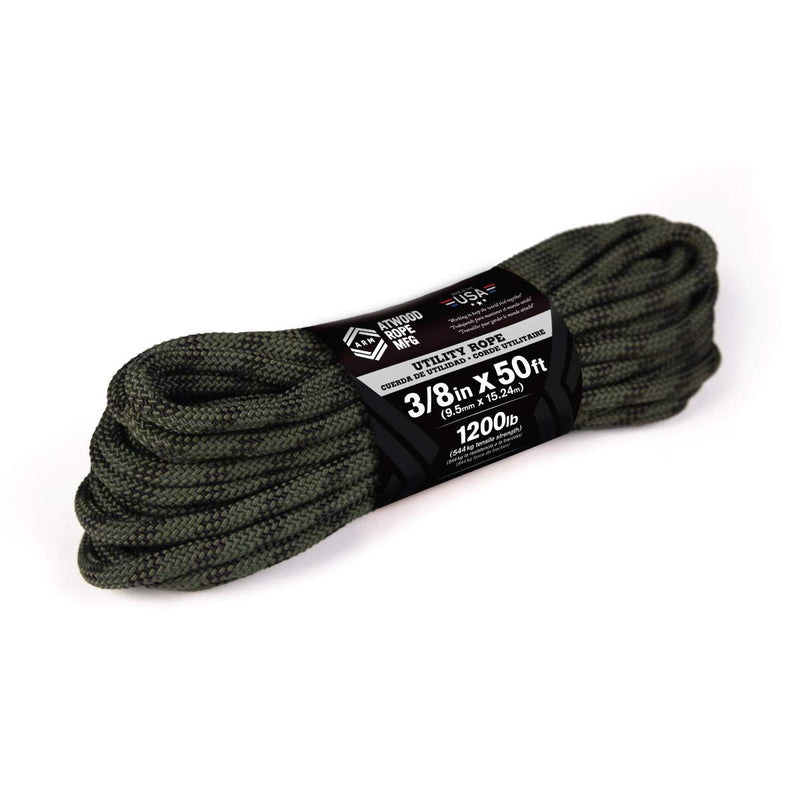 [Australia - AusPower] - Atwood Rope MFG 3/8” inch 50ft Braided Utility Rope. Camouflage, 50ft Made in USA, Lightweight Strong Versatile Rope for Camping, Survival, DIY, Knot Tying 