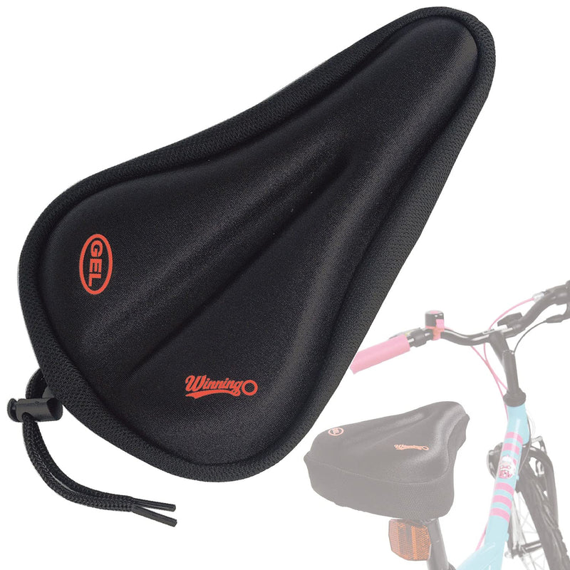 [Australia - AusPower] - WINNINGO Kids Bike Gel Seat Cushion Cover, Child Bike Seat Cover Comfortable Small Bicycle Saddle Pad Black 