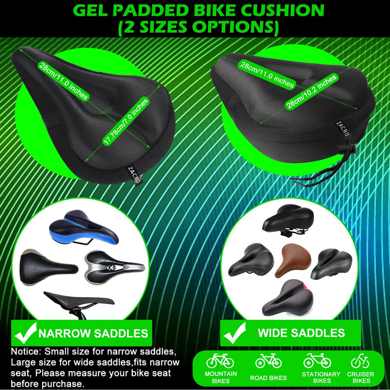 [Australia - AusPower] - Zacro Bike Seat Cushion - Gel Padded Bike Seat Cover for Men Women Comfort, Extra Soft Exercise Bicycle Seat Compatible with Peloton, Outdoor & Indoor black Small 