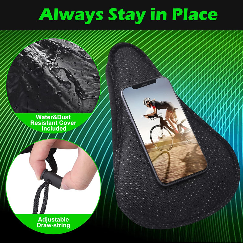 [Australia - AusPower] - Zacro Bike Seat Cushion - Gel Padded Bike Seat Cover for Men Women Comfort, Extra Soft Exercise Bicycle Seat Compatible with Peloton, Outdoor & Indoor black Small 