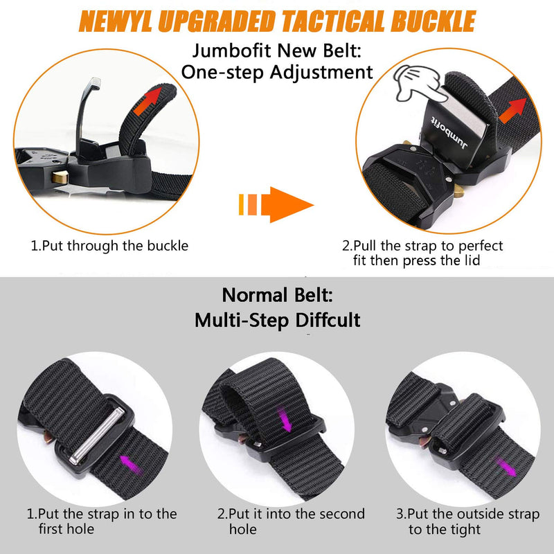 [Australia - AusPower] - Jumbofit Tactical Belt for Men and Women, Military Work Belt Nylon with Quick-Release Buckle, Gift with Molle Pouch & Clip Black 