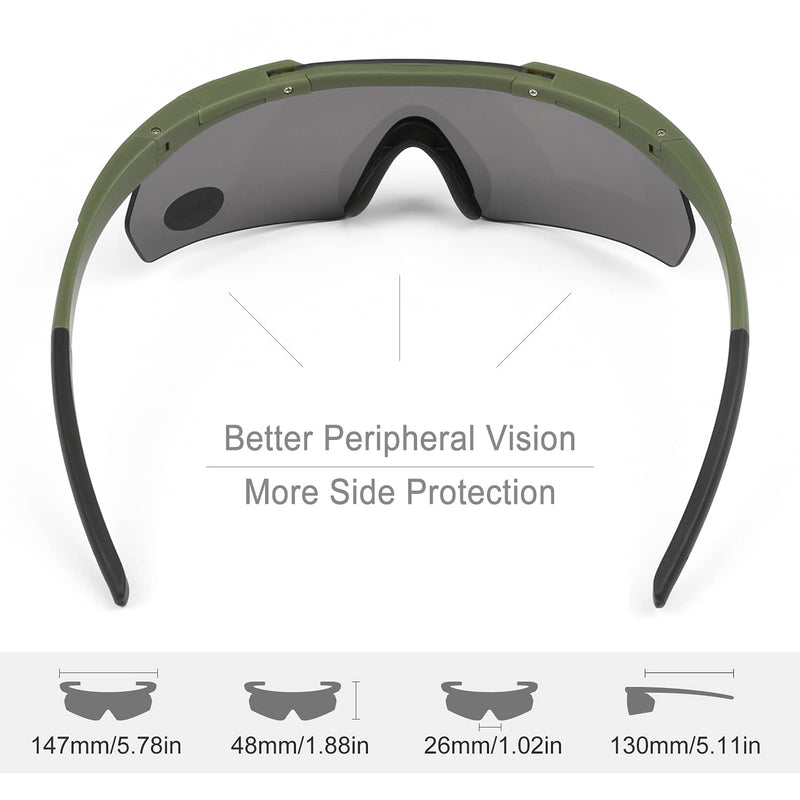 [Australia - AusPower] - Xaegistac Tactical Shooting Glasses with 3 Interchangeable Lens High Impact Eye Protection Armygreen 