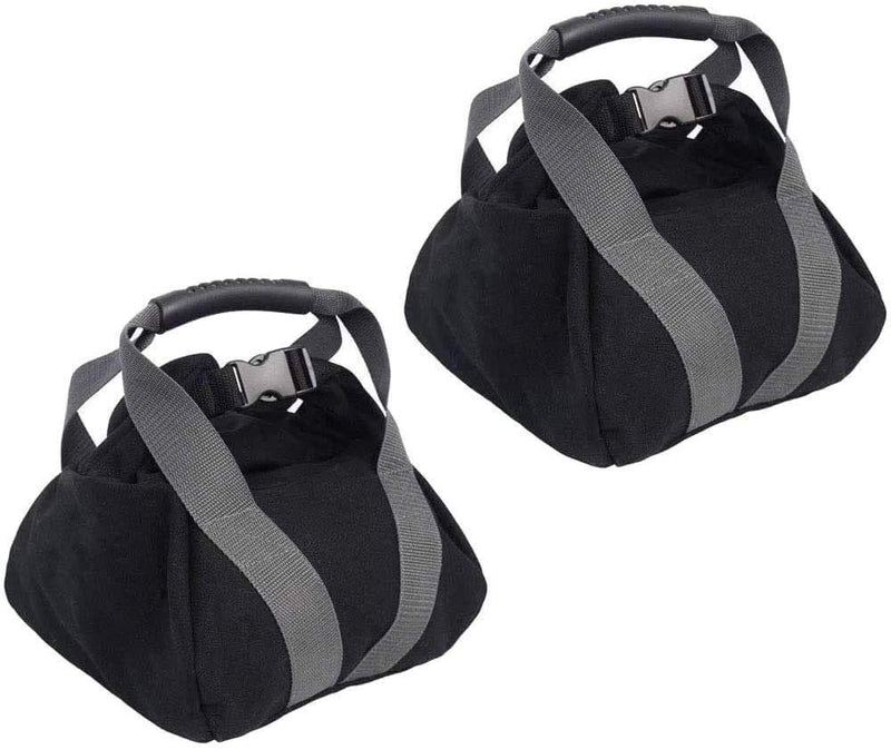 [Australia - AusPower] - 2 Pcs Adjustable Canvas-Kettlebell-Sandbag wtih Handle for Training Home Training, Yoga, Fitness Black 