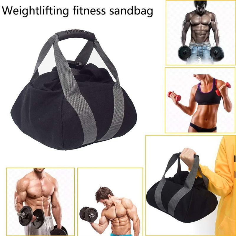 [Australia - AusPower] - 2 Pcs Adjustable Canvas-Kettlebell-Sandbag wtih Handle for Training Home Training, Yoga, Fitness Black 