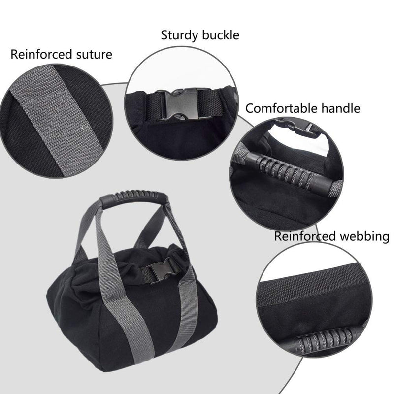 [Australia - AusPower] - 2 Pcs Adjustable Canvas-Kettlebell-Sandbag wtih Handle for Training Home Training, Yoga, Fitness Black 
