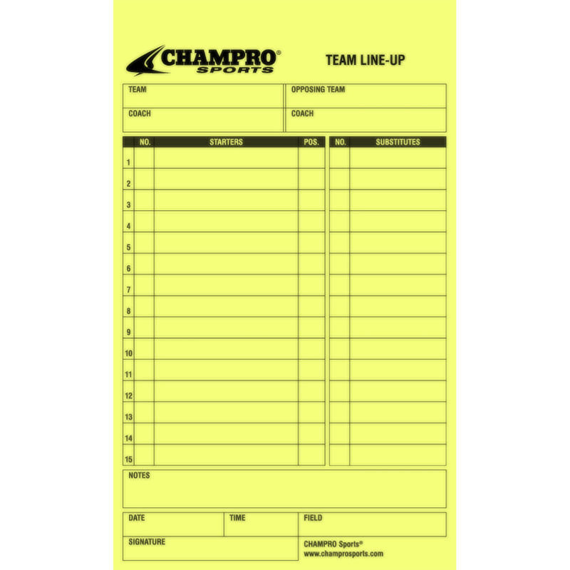 [Australia - AusPower] - Champro Set of 25 Line-up Cards, White, 4.25"W x 7.5"L 