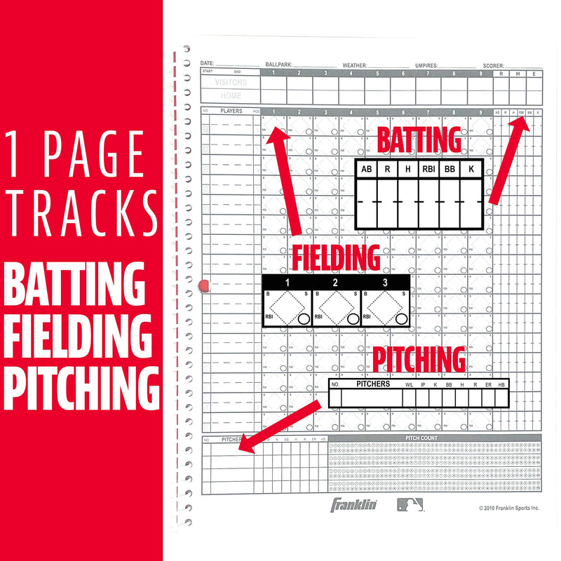 [Australia - AusPower] - Franklin Sports Baseball + Softball Scorebook - Score Keeping Book for Stats + Coaching - Official Baseball + Softball Scorekeeper Book - 25 Game Book 