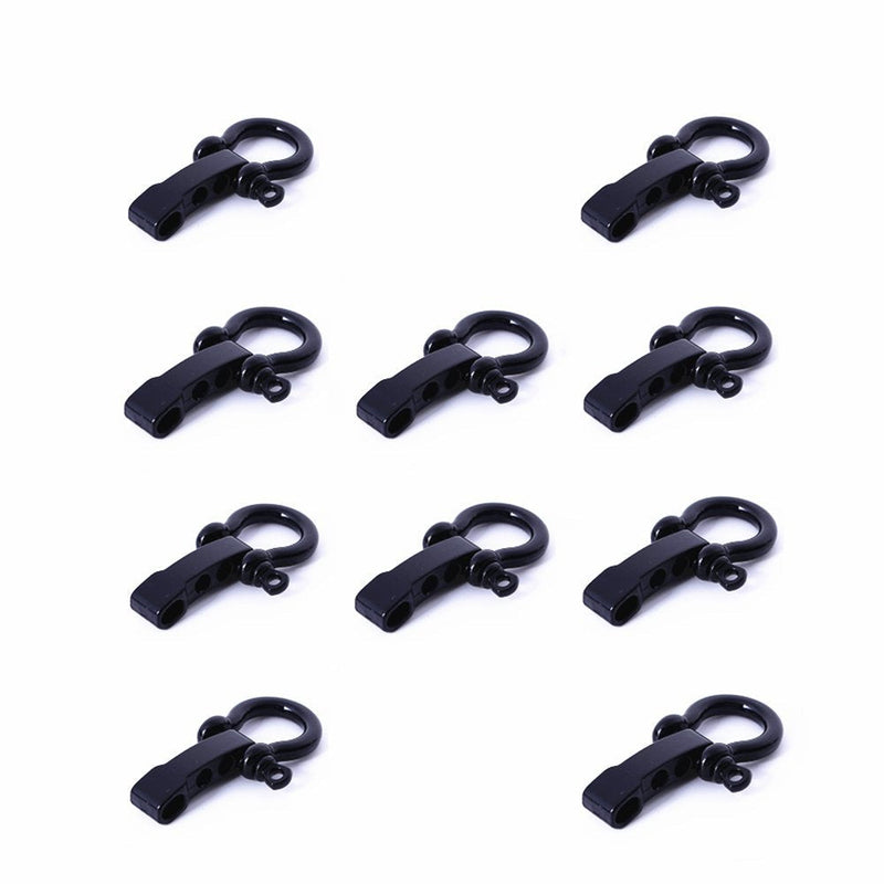 [Australia - AusPower] - Hewnda 10 Sets Stainless Steel Bow Shackle - of Alloy Umbrella Rope Buckle, Adjustable D Buckle Umbrella Rope Bracelet Buckle Survival U Shape （Black） 