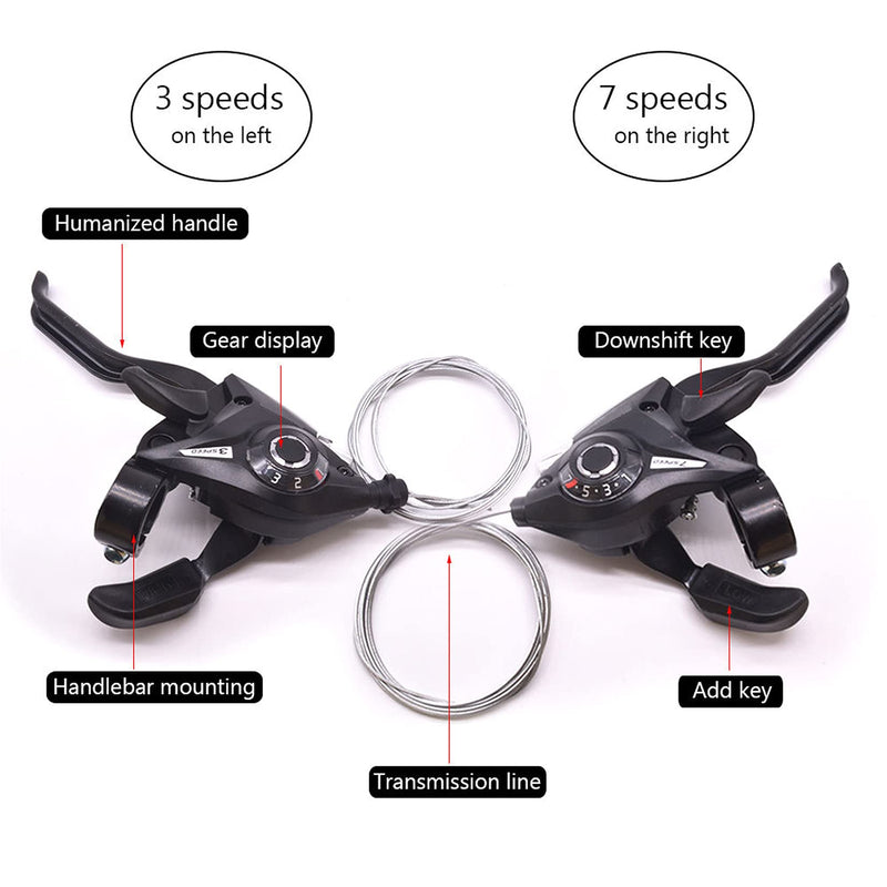 [Australia - AusPower] - 2Pcs Professional EF51-7 3x7/8 21/24Speed MTB Bicycle Bike Left Right Brake Lever Shifter Set 