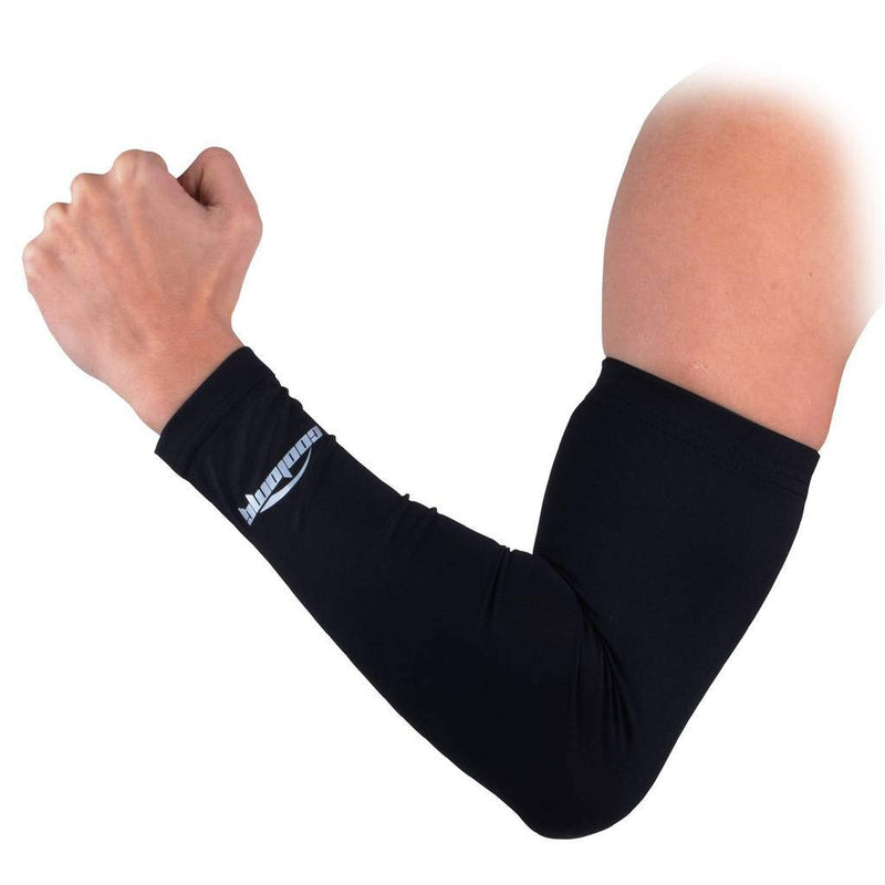 [Australia - AusPower] - COOLOMG Compression Arm Sleeves Youth Kids for Basketball Football Baseball 1 Pair Black Large 