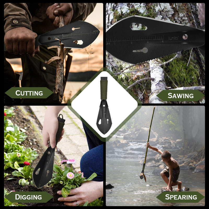 [Australia - AusPower] - iunio Hiking Trowel, Camping, Backpacking, Portable Shovel, Multitool, Ultralight Camp Tool, with Carrying Pouch, for Gardening, Outdoor, Survival Black 