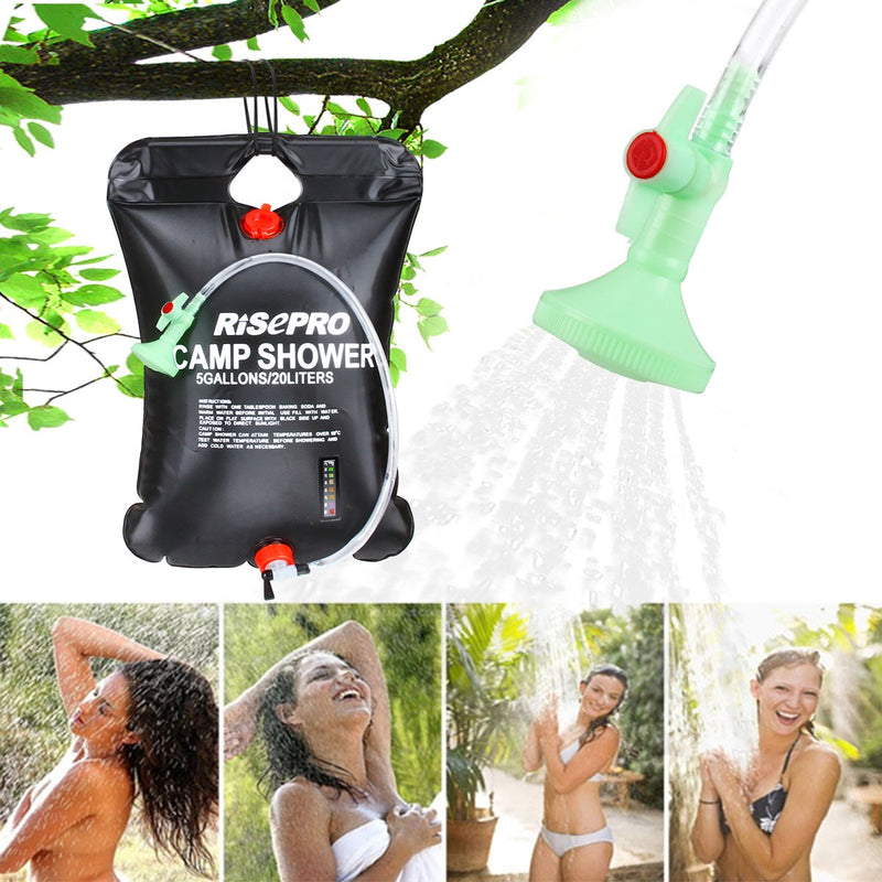 [Australia - AusPower] - RISEPRO Solar Shower Bag, 5 gallons/20L Solar Heating Camping Shower Bag Temperature Indicator Hot Water 45°C Hiking Climbing C1004 