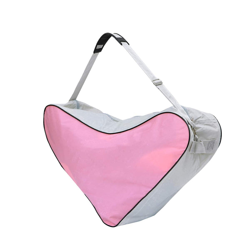 [Australia - AusPower] - LIOOBO Unisex Ice Skate Bag Mesh Cloth Tote Bag Skating Triangle Shoulder Bag for Roller Skates Inline Skates Pink 