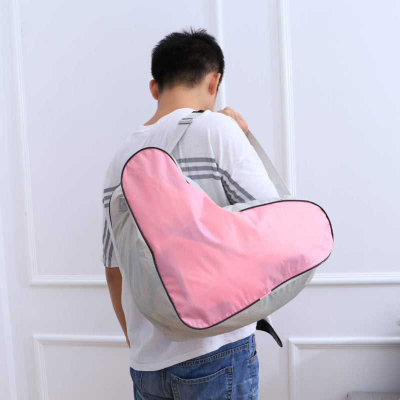 [Australia - AusPower] - LIOOBO Unisex Ice Skate Bag Mesh Cloth Tote Bag Skating Triangle Shoulder Bag for Roller Skates Inline Skates Pink 