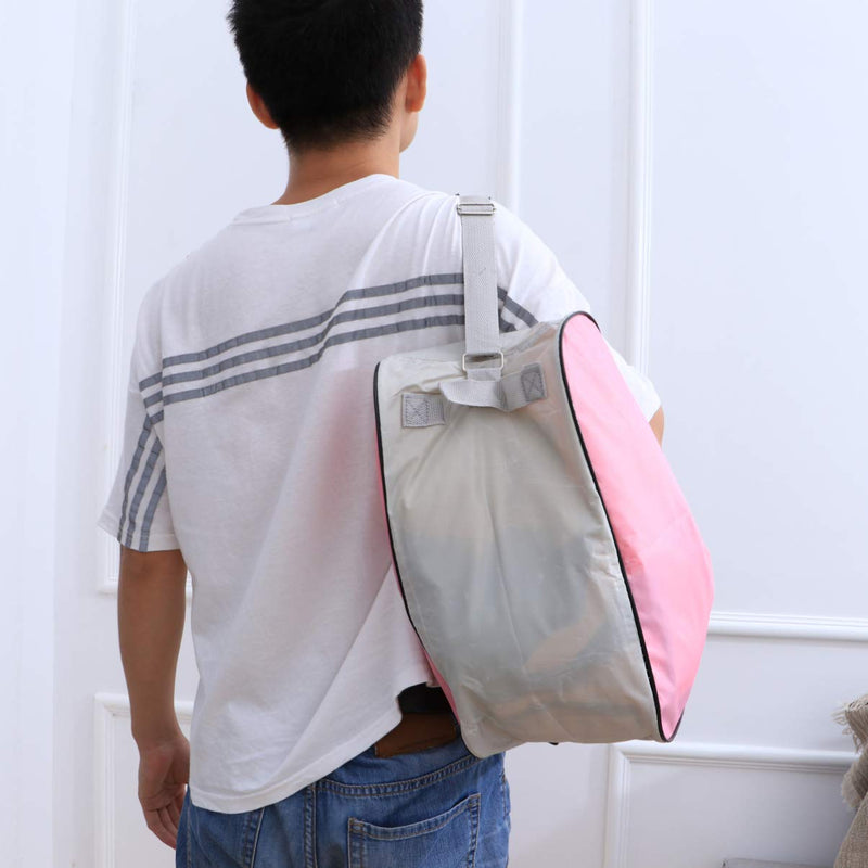 [Australia - AusPower] - LIOOBO Unisex Ice Skate Bag Mesh Cloth Tote Bag Skating Triangle Shoulder Bag for Roller Skates Inline Skates Pink 