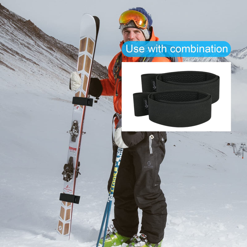 [Australia - AusPower] - Cosmos 2Pcs Ski Fasteners Tape Skis and Pole Carrier Strap Adjustable Ski Wraps Ties for Carrying Ski Gear Winter Avoid The Struggle and Effortlessly 