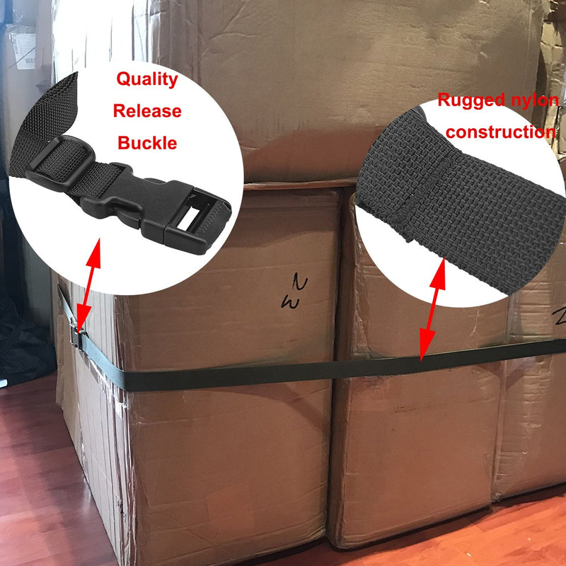 [Australia - AusPower] - XTACER 1 Inch Molle Backpack Accessory Strap Luggage Straps Cover Strap Sleeping Bag Strap with Buckle BLACK 118.0 Inches 
