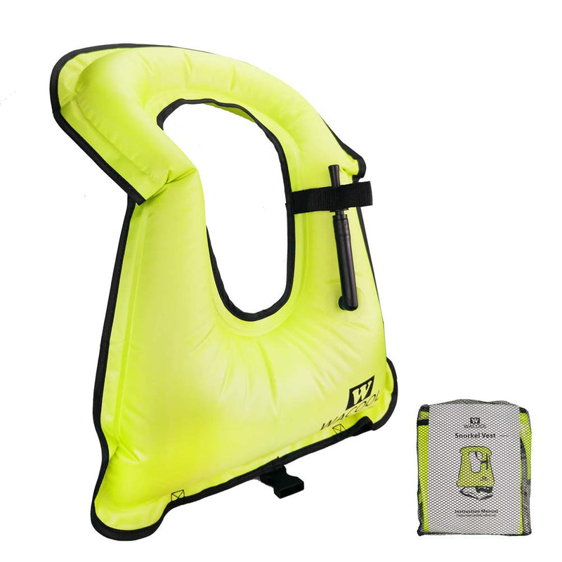 [Australia - AusPower] - WACOOL Inflatable Snorkel Diving Swimming Scuba Vest Jacket for Adult Youth Kids (Adult, Neon Green) 