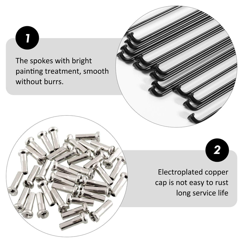 [Australia - AusPower] - WINOMO 36Pcs 14G J Bend Bicycle Mountain Bike Steel Spokes Bike Spokes and Nipples 260mm 