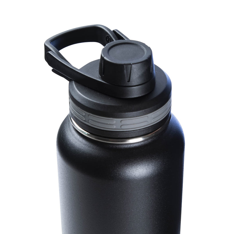 [Australia - AusPower] - Thermoflask Double Stainless Steel Insulated Water Bottle with Two Lids, 18 Ounce, Black 18 oz 
