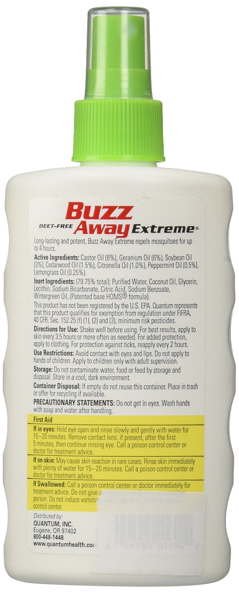 [Australia - AusPower] - Quantum Health Buzz Away Extreme - DEET-free Insect Repellent, Essential Oil Bug Spray - Small Children and Up, Travel Friendly, 8 Fl Oz 