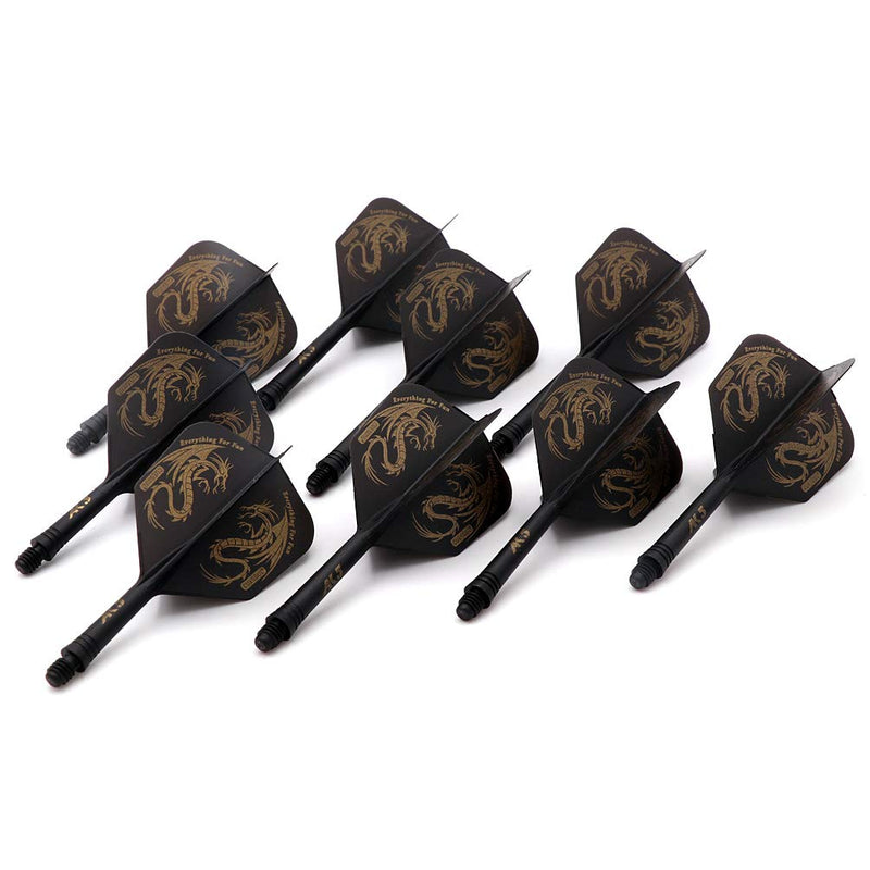 [Australia - AusPower] - CUESOUL 3 Sets Integrated Dart Shaft and Flights,Dart Shaft Length 21mm/28mm/33mm Shaft Length 21mm+28mm+33mm-Big Wing Shape-Black Dragon 