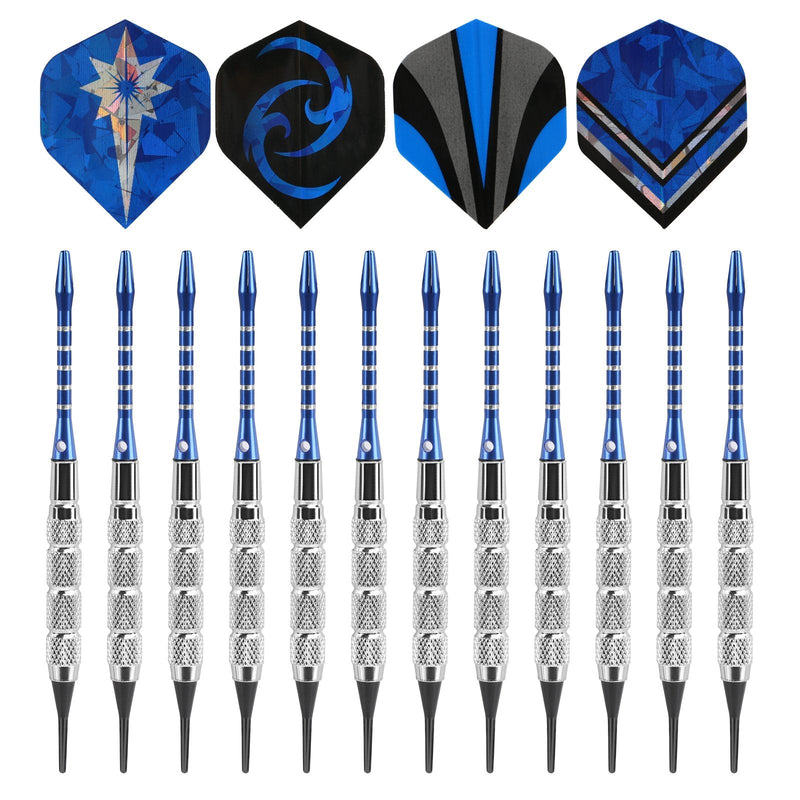 [Australia - AusPower] - GWHOLE 18g Soft Dart with 16 Dart Flights and 200 Dart Soft Tip Points for Electronic Dartboard, Set of 12 