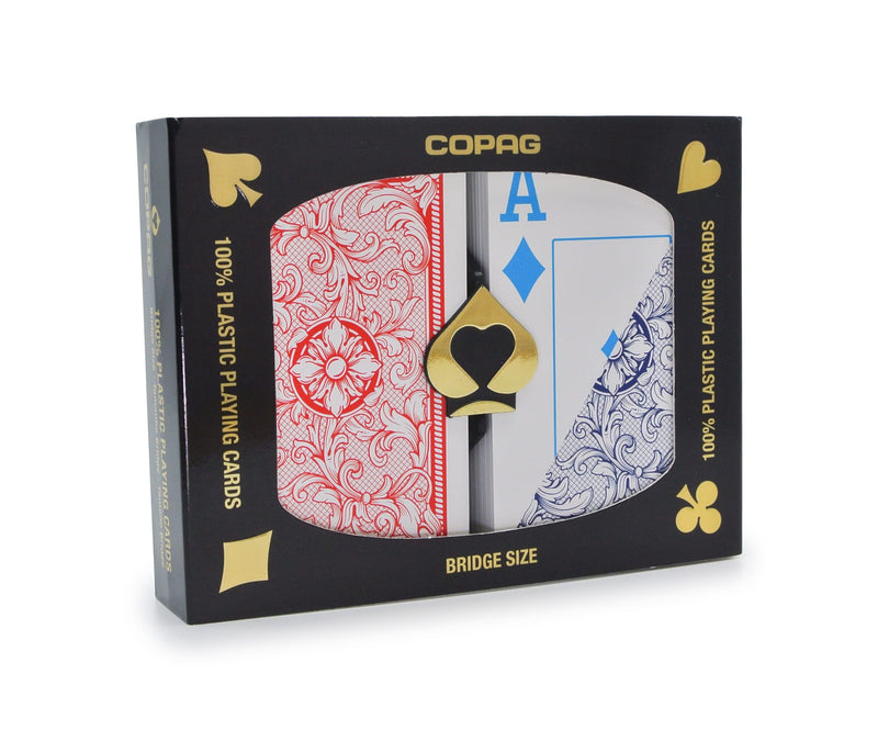 [Australia - AusPower] - Copag 4-Color Legacy Design 100% Plastic Playing Cards, Bridge Size Jumbo Index Red/Blue Double Deck Set… 